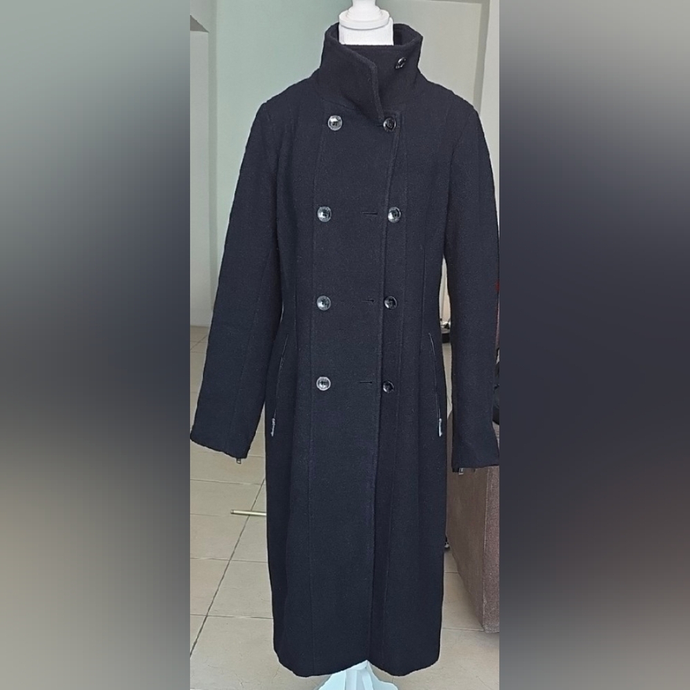 Guess Navy Wool Blend Coat